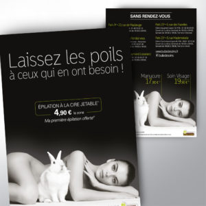 flyer promotionnel pour une campagne d'épilation pour les instituts bulle de soins